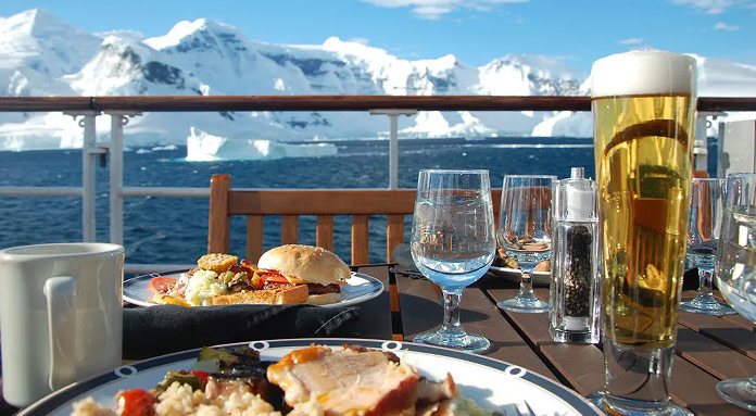 Meal in an Antarctica Cruise